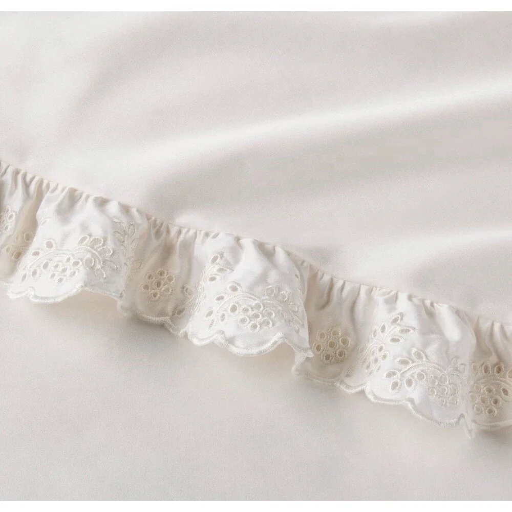 RARE King Performance Sheet Set Ivory with Eyelet Ruffle Hem - Threshold NEW